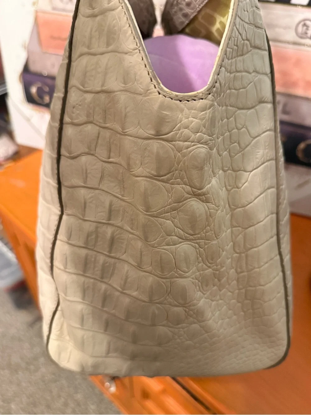 Furla Croc-Embossed Tote Bag with Lock VGUC
